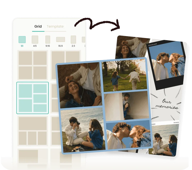 Photos uploaded into the collage maker before being arranged into a collage
