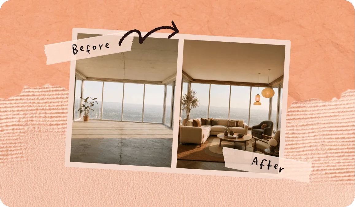 Before-and-after comparison collage placing two photos side by side
