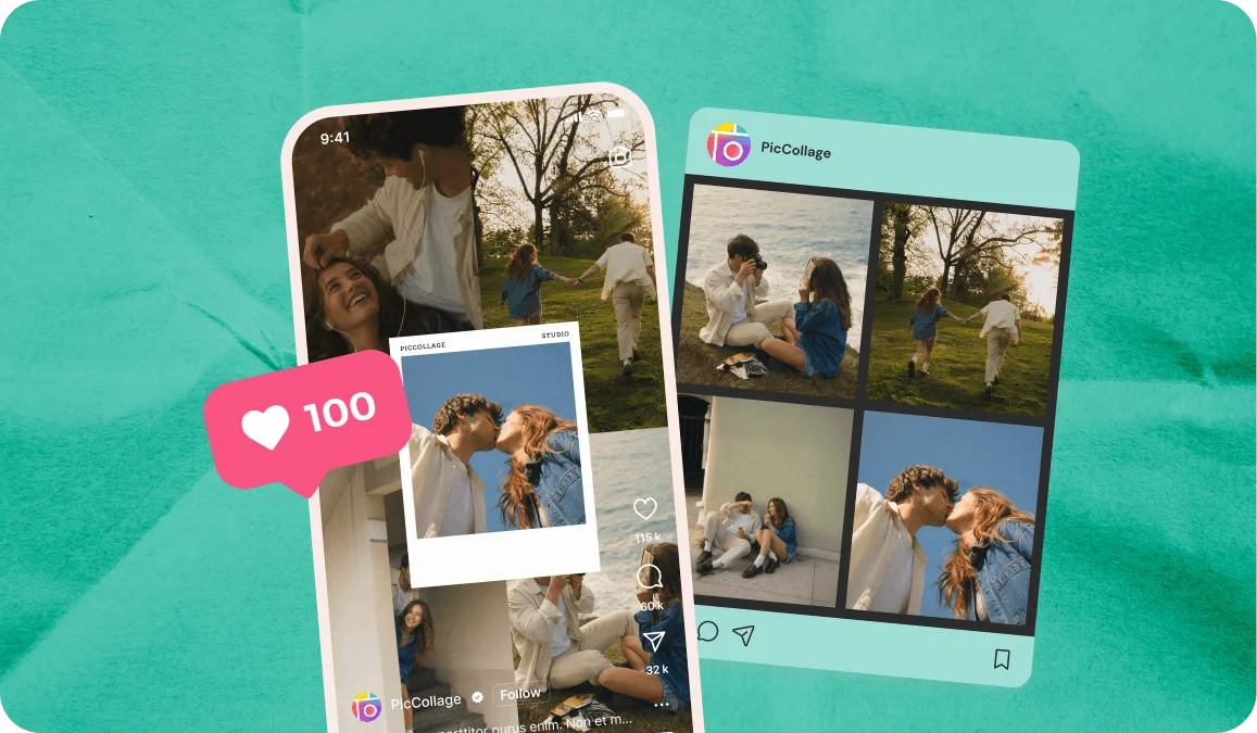 Social media photo collage sized for Instagram feeds, Stories, and Reels