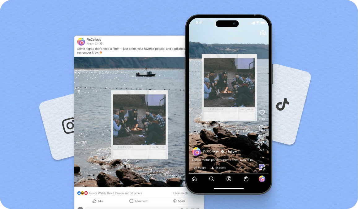 Image resizer presets for popular social media platforms including Instagram, TikTok, Facebook, and YouTube